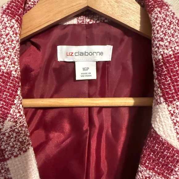 Liz Claiborne Women’s Rose Checkered Jacket Tweed Plaid Size 16P Wool Blend NWT - Picture 4 of 14